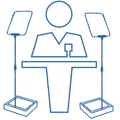 stage prompter with double stand and podium icon